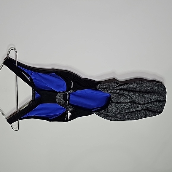 Speedo size 8 black/gray/blue one piece swim suite - Picture 3 of 7